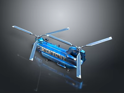 Blue Helicopter Model Featuring Detailed Rotor Blades And Realistic Exterior Design 3d model