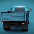 Vintage Blue Truck With Open Cargo Bed Classic Cab And Black Tires On Blue Background