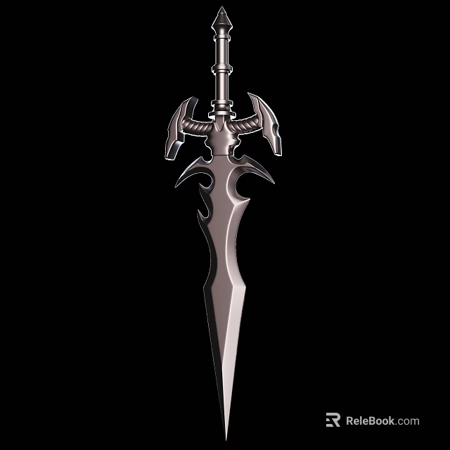 Fantasy Metal Sword Weapon With Intricate Dragon Head Guard And Sharp Blade Design 3d model 