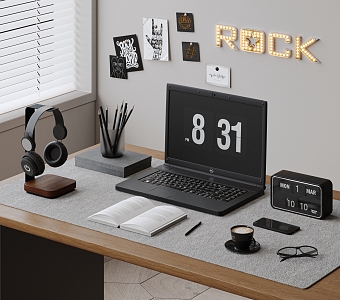 Modern Dell Laptop Office Combo Dell Headphones 3d model