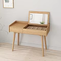Simple Wooden Dressing Table With Mirror Open Drawer And Divided Compartments 3d model