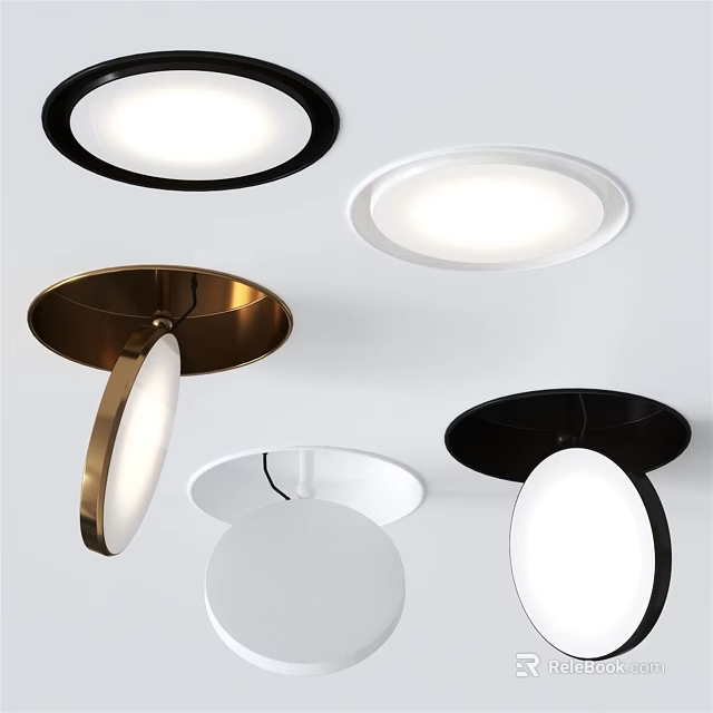 Modern Round Ceiling Lights Black White Gold for Contemporary Home Decor with Sleek Minimalist Design 3d model 