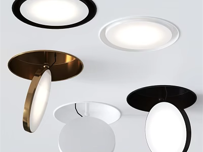 Modern Round Ceiling Lights Black White Gold for Contemporary Home Decor with Sleek Minimalist Design 3d model