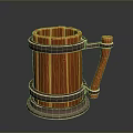Practical Wooden Mug Featuring Natural Wood Grain And Metal Bands Handle Design