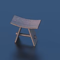 Simple Wooden Stool With Curved Seat And Cross Leg Structure Design
