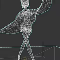 3D Blue Purple Cloaked Fantasy Creature Character With Diamond Tights In Dynamic Pose