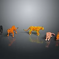 Colorful Lion Tiger Animal Figurine Models With Detailed Patterns And Designs