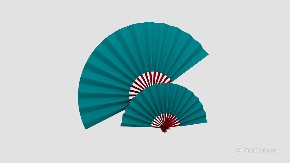 Turquoise Fan Shaped Wall Hanging With Red And White Striped Frame Design 3d model 