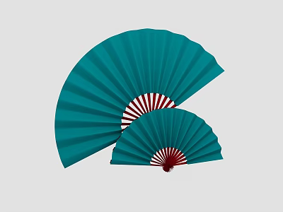 Turquoise Fan Shaped Wall Hanging With Red And White Striped Frame Design 3d model