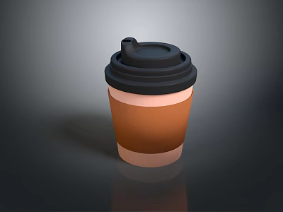 Disposable Brown Paper Coffee Cup With Black Lid And Straw For Daily Beverage Use 3d model