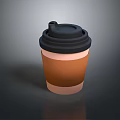 Disposable Brown Paper Coffee Cup With Black Lid And Straw For Daily Beverage Use