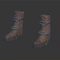 Vintage Brown Leather Boots with Distressed Finish and Buckle Straps