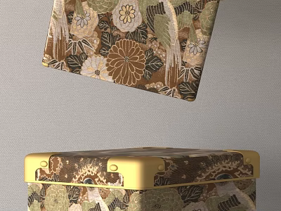 Traditional Decorative Ornament Set With Floral Patterns And Gold Accents 3d model