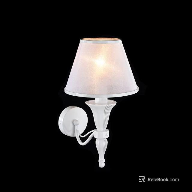 Elegant White Wall Sconce With Fabric Lampshade Illuminated Modern Home Decor 3d model 