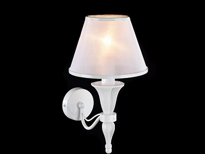 Elegant White Wall Sconce With Fabric Lampshade Illuminated Modern Home Decor 3d model