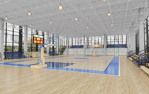 modern gymnasium basketball court 3d model