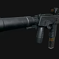 Black Tactical Rifle with Scope Magazine and Modern Accessory Details 3d model