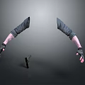 Detailed Tattooed Arms With Black Gloves Holding Modern Firearm Weapon Design Concept