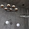 Modern Contemporary Chandelier Featuring Spherical Bulbs And Circular Metal Frames