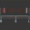 Professional Boxing Ring With Blue Canvas Mat Red Ropes And Metal Posts 3d model