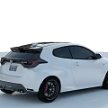 White Toyota Sporty Compact Hatchback With Black Wheels And Front Design