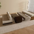 Modern Sofa Coffee Table Combination With Beige Upholstery And Wooden Accents In Living Room