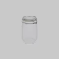 Transparent Glass Storage Jar With Metal Clasp Lid For Kitchen Organization