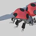 Ladybug Shaped Industrial Equipment With Red Black Spots Mechanical Wings Legs And Blades