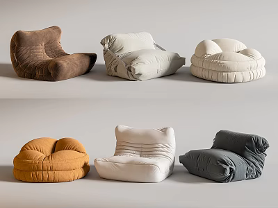 Comfortable Bean Bag Chairs With Multiple Colors And Various Styles For Home 3d model