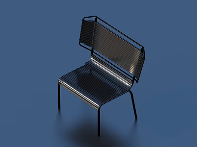 Modern Single Chair With Metal Frame And Striped Seat Backrest Design 3d model