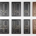 Various Styles of Classic Swing Doors with Black Brown Colors and Gold Accents