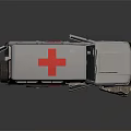 White SUV Model Featuring Red Cross Emblem On Stone Display Base