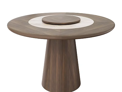 Modern Round Wooden Dining Table With Dark Center Light Surrounding And Tapered Leg 3d model