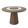 Modern Round Wooden Dining Table With Dark Center Light Surrounding And Tapered Leg