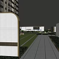 Residential Garden Landscape Design With Entrance Water Feature And Building Background