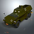 Military Green Armored Vehicle With Six Wheels Open Cargo Area And Roof Equipment