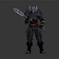 Armored Warrior Character In Spiked Plate Armor With Battle Axe And Detailed Design