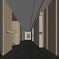 Elegant Hotel Corridor With Wooden Doors Carpet And Ceiling Lights Design