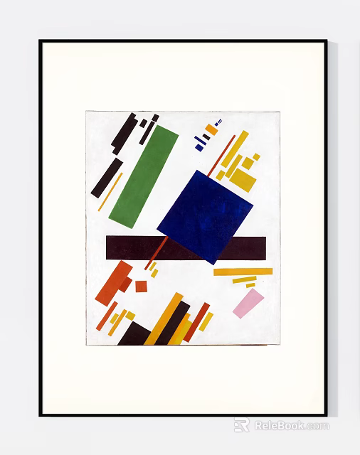 Abstract Painting With Geometric Shapes Colorful Blocks Lines And Bright Hues 3d model 