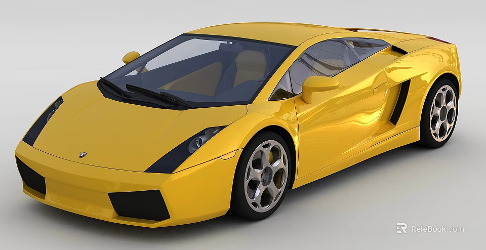 Yellow Sports Car With Sleek Design Scissor Doors Shiny Body And Black Wheels 3d model 