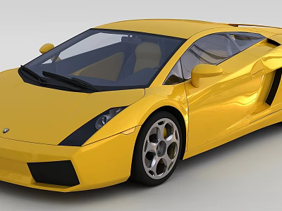 Yellow Sports Car With Sleek Design Scissor Doors Shiny Body And Black Wheels 3d model