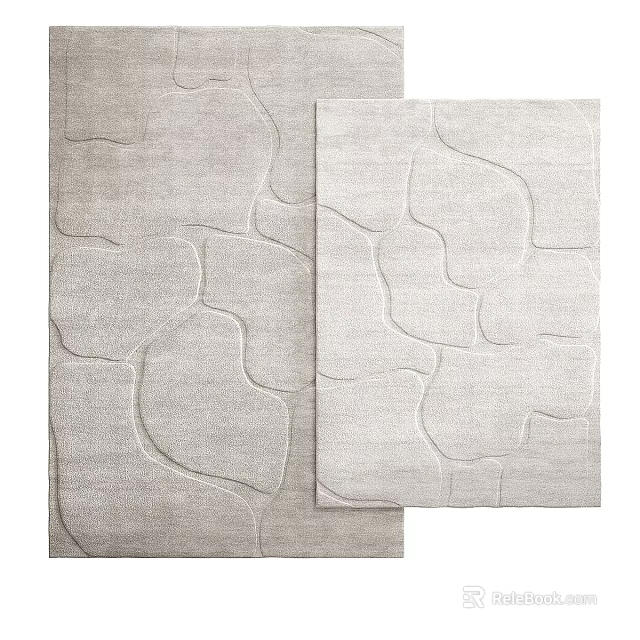 Modern Light Gray Square Rugs With Soft Wave Pattern For Indoor Decor 3d model 