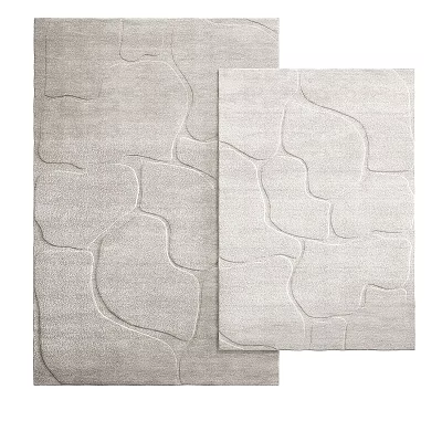Modern Light Gray Square Rugs With Soft Wave Pattern For Indoor Decor 3d model