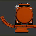 Red And Black Industrial Mechanical Pump With Circular Parts And Metal Bolts