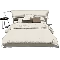 Cozy Double Bed With Multiple Pillows And Nightstand With Table Lamp 3d model
