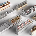 Various Designs of Display Shelves with Wooden and Metal Structures for Retail Product