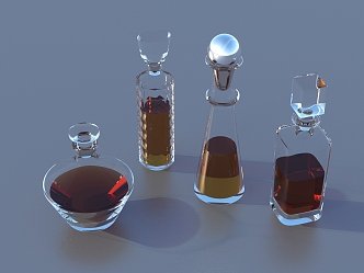 Wine Whisky Wine Glass Bottle 3d model