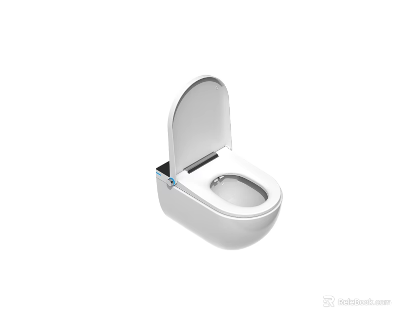 Modern White Ceramic Toilet With Open Lid Sleek Design Bathroom Fixture 3d model 