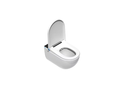 Modern White Ceramic Toilet With Open Lid Sleek Design Bathroom Fixture 3d model
