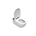 Modern White Ceramic Toilet With Open Lid Sleek Design Bathroom Fixture